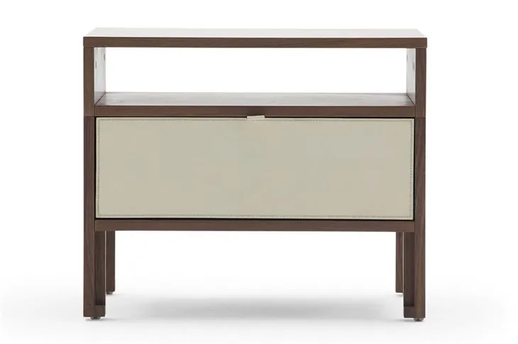 Solid Wood Two-drawer Bedside Table Brown-grey Cabinet